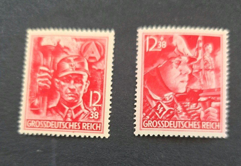 2 Germany WW2 Third Reich Army Storm Trooper & SS stamps 1945