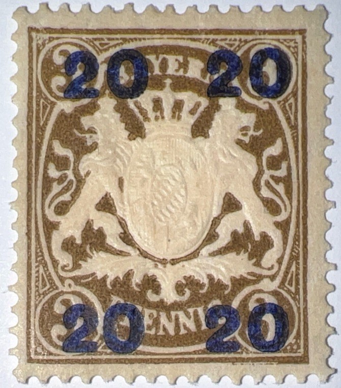 Travelstamps: 1920 Germany Bayern Overprint Stamp Mi 177 – Mint MOGH