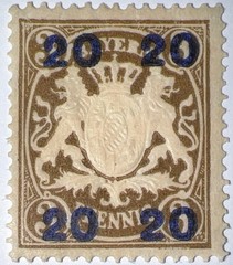 Travelstamps: 1920 Germany Bayern Overprint Stamp Mi 177 – Mint MOGH