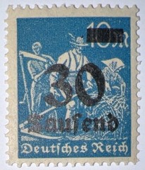 Travelstamps: 1923 Germany Deutches Reich DR Inflation Stamp Mi 284/30,000 MNHOG
