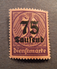 Germany, Scott O34, 1923 , 75th m Over Print on 50 m, Official Stamp, MNHOG