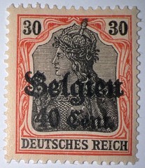 Travelstamps: Germany Offices in Belgium Stamps 30pf w/ 40c OP MOGH Wmk