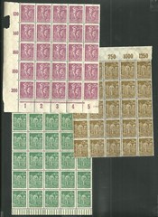 Vintage 1922-23 Germany Scott #224 225 & 227 Lot of 3 Blocks of 25 Stamps