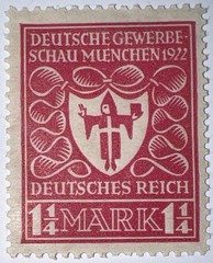 Travelstamps: Germany Stamp Sc 212/ Mi 199 Sg 118 – Arms of Munich – 1 1/4m MOGH