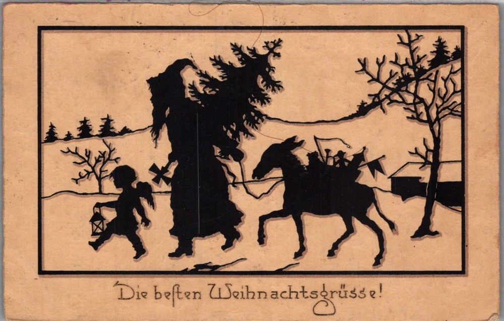 GERMANY 1930 VINTAGE ILLUSTRATED CHRISTMAS POSTCARD ADDR USA & POSTMARK