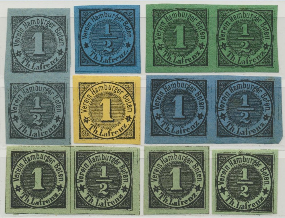 Germany Local Private Post Michel Hamburg A ##12 – 13 12v Th. Lafrenz MLH 1863