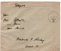 1942 Luftwaffe Feldpost Cover – Paris Occupation – Air Signals Ln. Rgt. 54