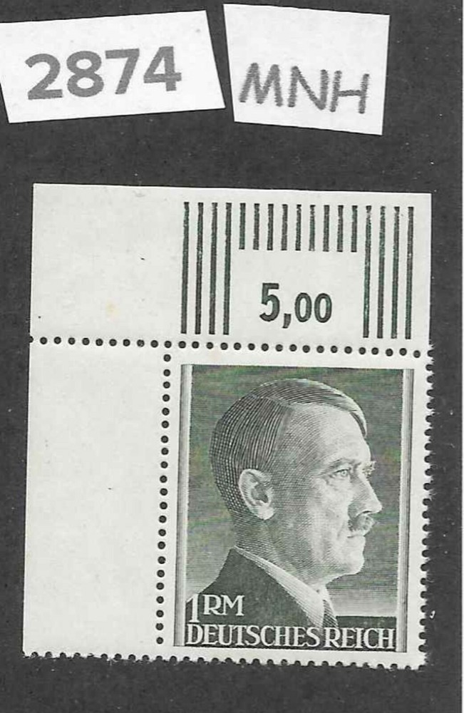 MNH Adolf Hitler Third Reich stamp / 1RM / Perf 14.0 / WWII Germany / Sc524