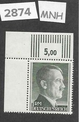 MNH Adolf Hitler Third Reich stamp / 1RM / Perf 14.0 / WWII Germany / Sc524