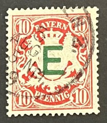 Travelstamps: 1908 Germany Bayern Railway Official Overprint Stamp #O3 Used 10pf