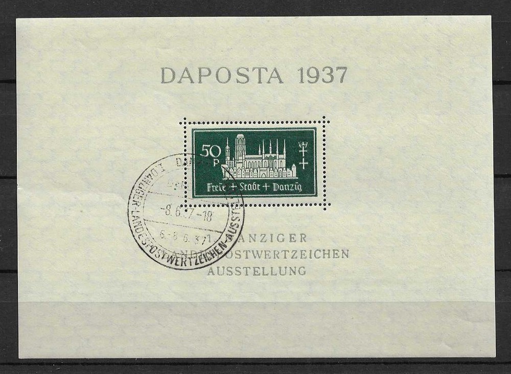 GERMANY DANZIG; 1937 DAPOSTA fine used hinged Special SHEET
