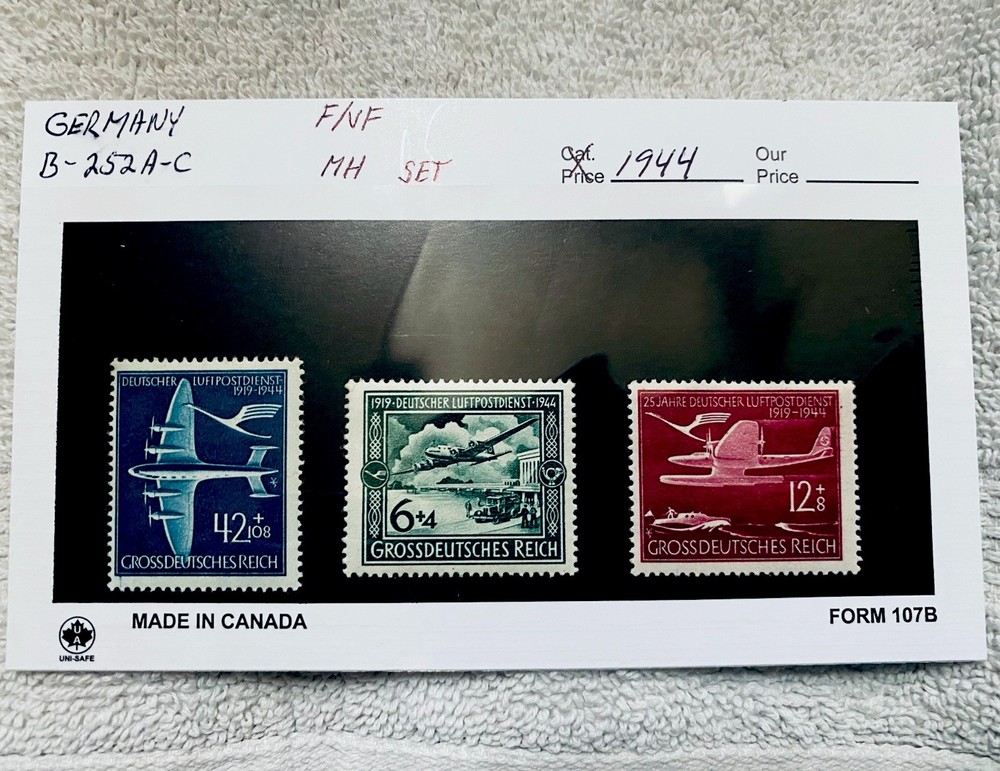 Germany 1944 Aviation Semi-Postal Mint Hinged 3-Stamp Set 6+4-42+8