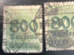 3 of 800 Taufend German hyperinflation year 1923 postal stamps