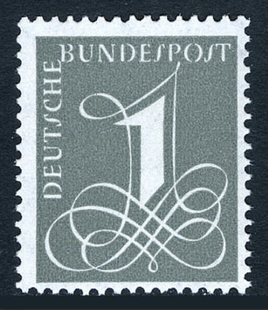 BRD FRG #Mi226xv MNH 1955 Number 1 An Ornament Font [737 YT102 SG1152]
