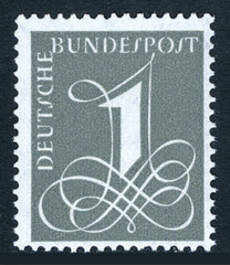 BRD FRG #Mi226xv MNH 1955 Number 1 An Ornament Font [737 YT102 SG1152]