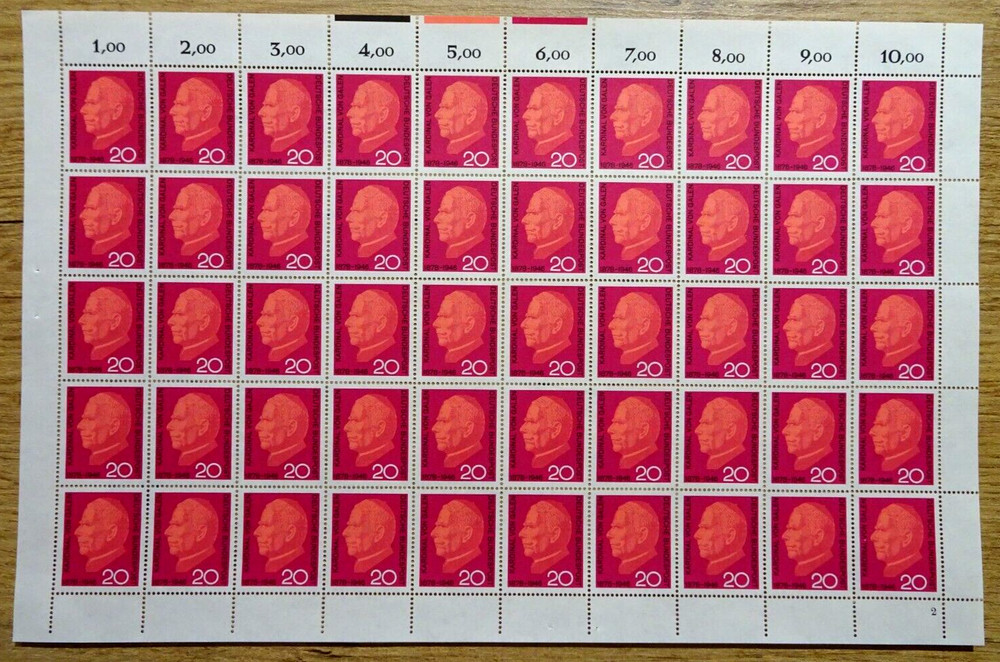50x Series No. 505 sheet posta a vita mint never hinged Graf Galen FN 2 BRD 1966