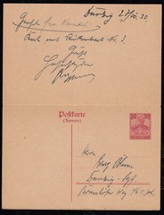 Danzig P 9, 30 On 10 Pf. Postal Reply Card, Langfuhr 28.10.20, Reply **