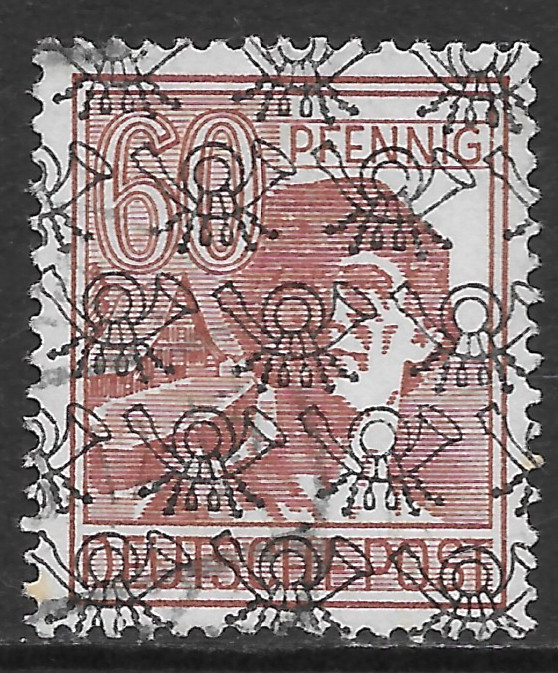 GERMANY SCOTT 631a USED F/VF – 1948 60pf (1947 PICTORAL ISSUE – OVPT. b) (A)