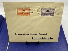 1935 GERMANY SAAR Overprint slogan cancel to Honnef/ Rhein, Airmail stamps.