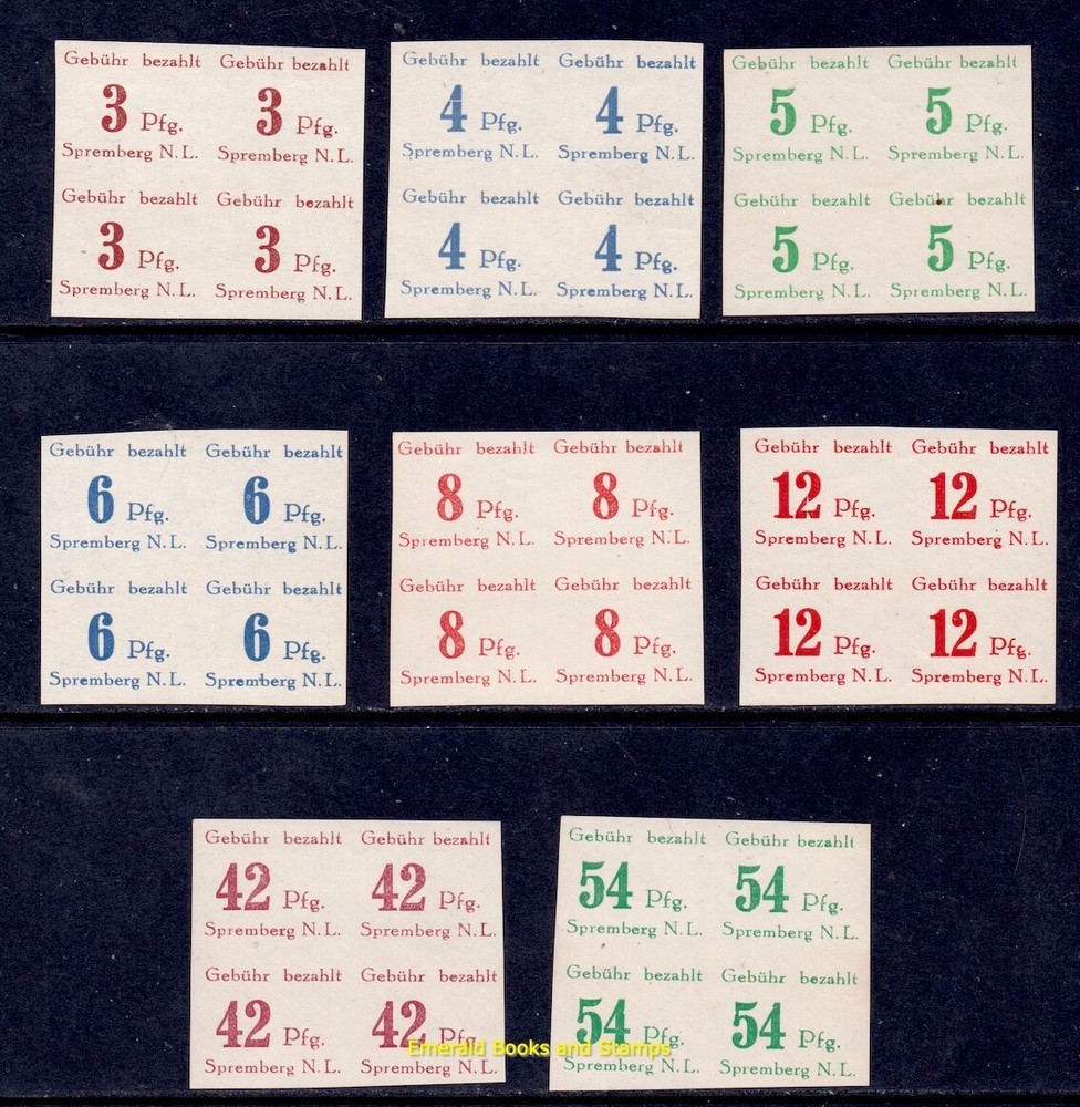 EBS Germany 1946 Locals – Spremberg – Michel 7B-14B BLOCKS OF FOUR – MNH**