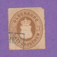 Stamp: Oldenburg. Coat of Arms, Sc. #20, 1862. 3G, Bister, Embossed. NG. ST7