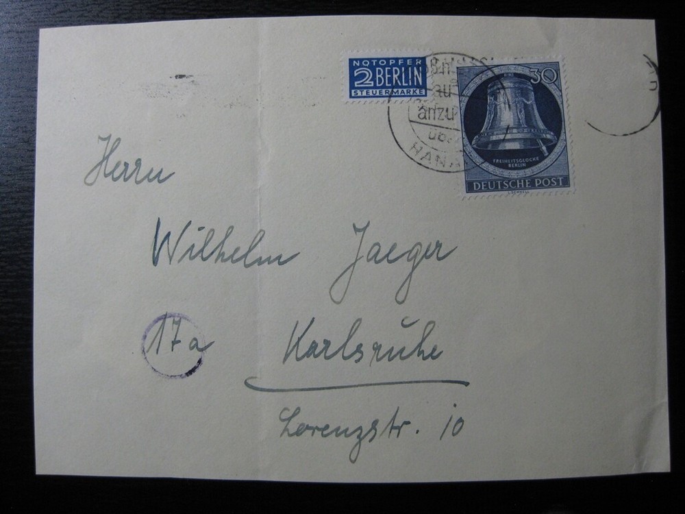 BERLIN GERMANY Mi. #85 scarce used stamp on cover front! CV $60.00+