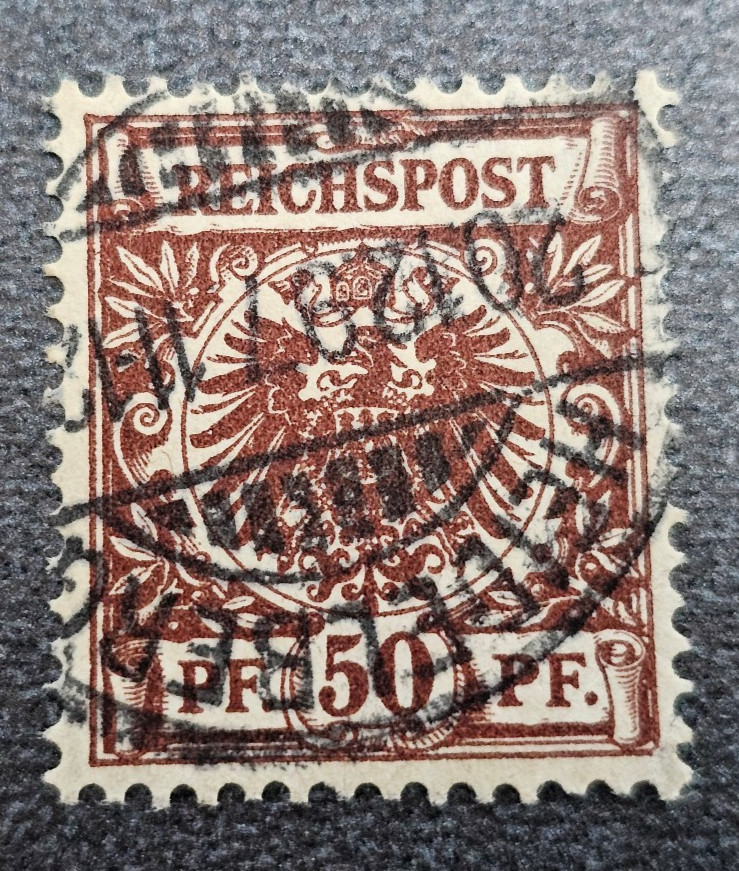 Stamp Germany Deutsches Reich 50 Pfennig 1897 Crown Eagle Mi. Nr. 50d [🇩🇪38409