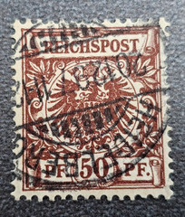 Stamp Germany Deutsches Reich 50 Pfennig 1897 Crown Eagle Mi. Nr. 50d [🇩🇪38409