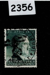 Used Stamp Sc NB26 Adolf Hitler 1943 Birthday General Government Poland #2356