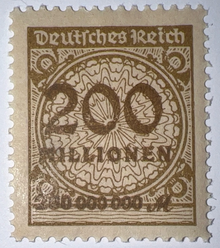 Travelstamps: 1923 German Stamps Inflation Series Mi:323, OP, MNH, 200 Millionen