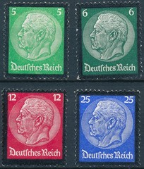 Stamp Germany Mi 548-53 Sc 436-41 1934 Reich Death Hindenburg Mourning MH