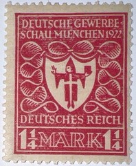 Travelstamps: Germany Stamp Sc 212/ Mi 199 Sg 118 – Arms of Munich – 1 1/4m MOGH