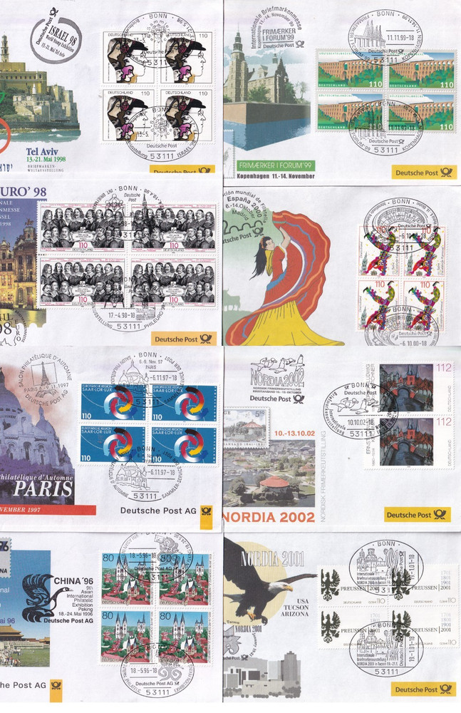 `ODZ&GERMANY 8 VERY GOOD DEUTSCHE POST EXHIBITION COVERS LOOK ALL DIFFERENT 880