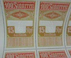 * Rare Uncut German Cigar Tax Revenue Stamp Sheet Embossed Eagle WW2 Nazi Era