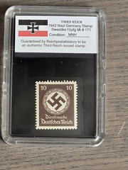 Third Reich WWII Nazi German Swastika NSDAP Stamp Collection w Hard Slab Case