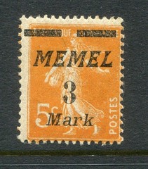 Memel #29 Memel Overprint 3 M. [Mint Lightly Hinged]