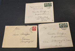 THIRD REICH COVER ENVELOPE LOT X 3 Same Person 1940s era WW2 WWII German