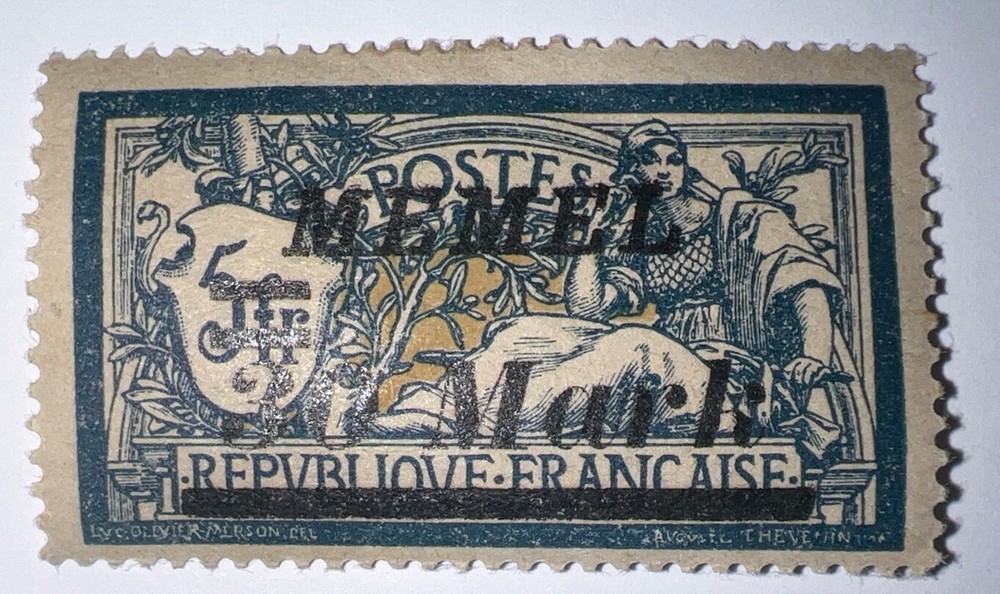 Travelstamps- 1922 MEMEL TERRITORY German Reich OP 30 Mark on 5fr MOGH