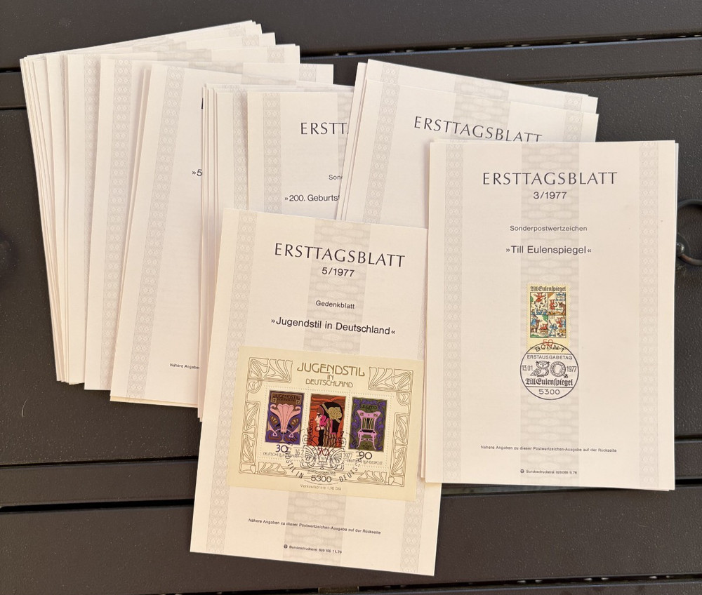 1977 German First Day Cover Stamps Lot of 26 ERSTTAGSBLATT Numbered