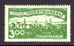 German States – Wurttemberg Scott #O175 Unused VF 1920 3 Mark