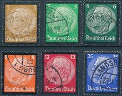 Stamp Germany Mi 548-53 Sc 436-41 1934 Fascism Death Hindenburg Mourning Used