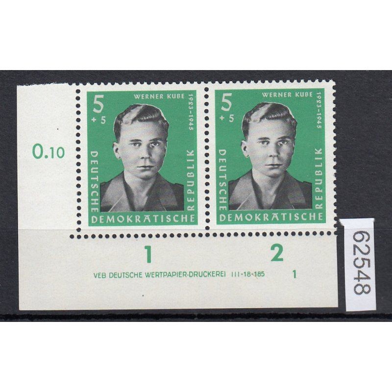 GDR 1961, Mi.-No.: 808 ** DV FN 1 Corner margin Print note