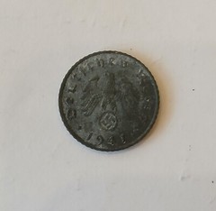 Later Period 4 Item 3rd Reich Small Denomination Coin Set And Stamp