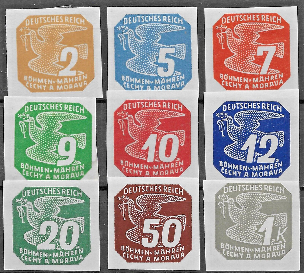 Bohemia & Moravia 1943 Newspaper Stamps Mi#’s 117-125 MNH**