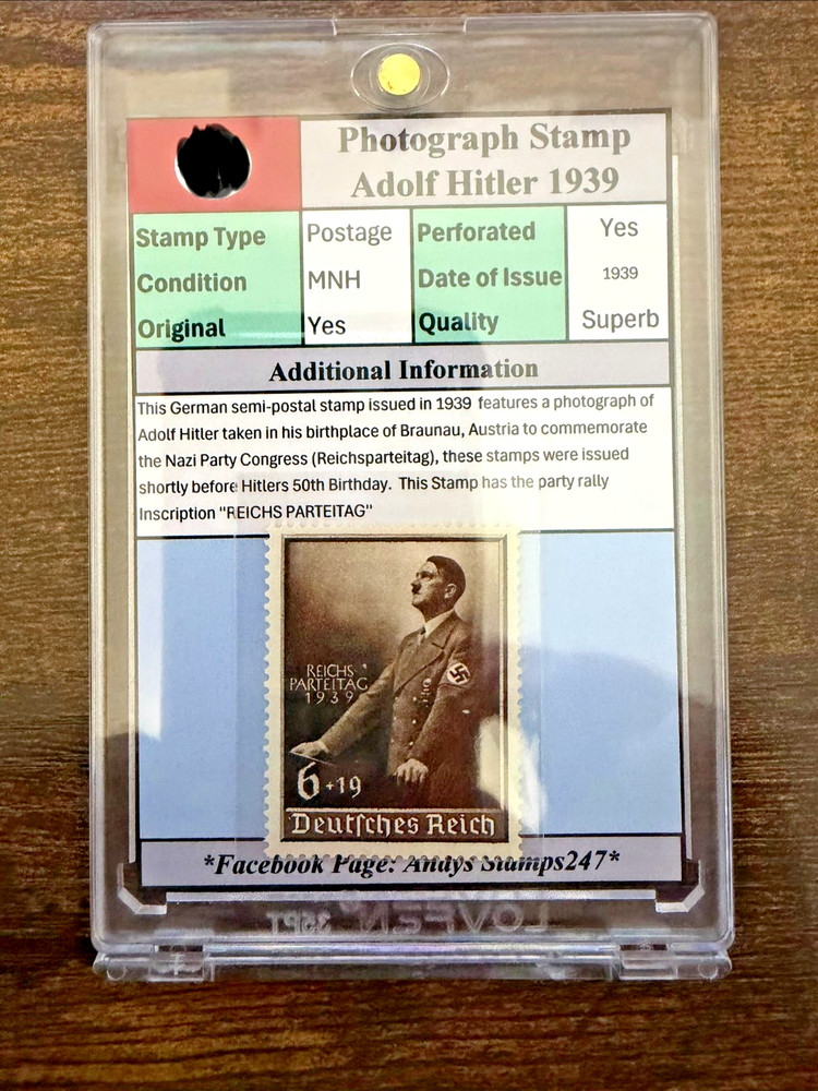 Nazi Germany Hitler Photographic Party Rally Inscription Postage Stamp 1939