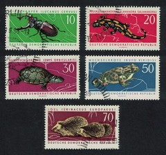 GDR Beetle Salamander Turtle Toad Hedgehog Fauna 5v 1963 CTO SG#E699-E703
