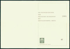 GERMANY FOLDER 1991/40 WOHLFAHRT POSTAMT BONN