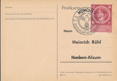 Card Stamp Germany Mi 887 Sc B271 1944 WWII Hitler 55th Munich