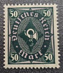 Stamp Germany Deutsches Reich Post Horn 50 Mark 1922 Mi. Nr. 209 [🇩🇪39177-8]