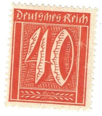 German Postage Stamp 1921-22 Deutsches Reich 40pf red orange wmk